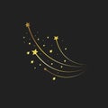 Gold Stars. Golden Stars on black background. Holiday firework. Trendy flat design