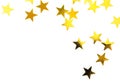 Gold stars on white background with copy space