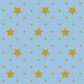 Gold Stars with Light Blue Repeat Pattern Background Royalty Free Stock Photo