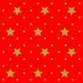 Gold Stars with Red Repeat Pattern Background Royalty Free Stock Photo