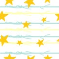 Gold stars seamless pattern on stripe pastel background Royalty Free Stock Photo