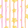 Gold stars seamless pattern on stripe pastel background Royalty Free Stock Photo