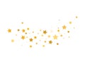 Gold stars swirling. Glitter elegant wave design element. Christmas Luxury texture. Golden shooting star. Magic foil