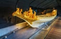 Gold statue on bowsprit of baroque dutch medieval royal boat in The National Maritime Museum, Amsterdam, Netherlands Royalty Free Stock Photo