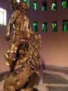 Gold statue inside Liverpool Metropolitan Cathedral