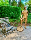Jack Daniels gold statue wood rocking chair Gaylord Opryland resort Royalty Free Stock Photo