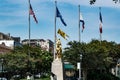 Joan D`Arc leading the parade of flags in New Orleans Royalty Free Stock Photo