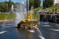 A Gold Statue at the Peterhof Grand Palace in St. Petersburg