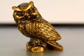 Gold statuette of an owl from the background, wallpaper Royalty Free Stock Photo