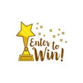 Gold statuette star inscription enter to win Royalty Free Stock Photo