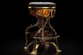 Gold Steampunk Bar Stool On Black Smoky Background