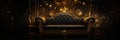 Gold Steampunk Sofa On Black Smoky Background