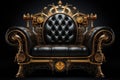 Gold Steampunk Sofa On Black Smoky Background