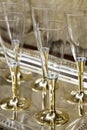 Gold stemmed champagne glasses Royalty Free Stock Photo
