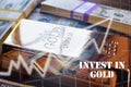 Gold Stocks Soaring Concept With Investment Cash Profits With Gold Bar High Quality Royalty Free Stock Photo