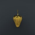 Gold strawberry on dark grey background.