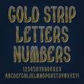 Gold strip letters, numbers, dollar, yen, pound and euro currency signs, exclamation and question marks Royalty Free Stock Photo