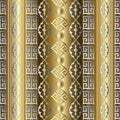 Gold striped geometric seamless pattern with vertical golden 3d