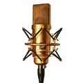Gold studio retro broadcast microphone Royalty Free Stock Photo