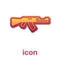 Gold Submachine gun icon isolated on white background. Kalashnikov or AK47. Vector