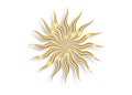 Gold sun luxury logo icon. Abstract golden sunburst isolated on white background. Vintage sacred shiny sun burst design element Royalty Free Stock Photo
