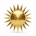 A gold sun sculpture with sharp rays and a faceted center Royalty Free Stock Photo