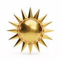 A gold sun sculpture with sharp rays and a faceted center Royalty Free Stock Photo