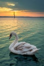 Gold sunrise and swan