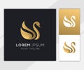 Gold swan abstract logo template Royalty Free Stock Photo