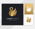 Gold swan abstract logo template Royalty Free Stock Photo