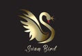 Gold swan icon logo vector Royalty Free Stock Photo