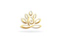 Logo yoga man gold lotus flower Royalty Free Stock Photo