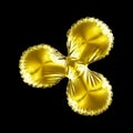 Gold symbol QuarkCoin made of inflatable balloon isolated on black background. Royalty Free Stock Photo