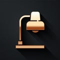 Gold Table lamp icon isolated on black background. Long shadow style. Vector
