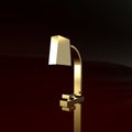 Gold Table lamp icon isolated on brown background. Table office lamp. Minimalism concept. 3d illustration 3D render