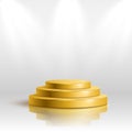 Gold tage podium with lighting, Stage Podium Scene with for Award Ceremony on white background.Vector illustration