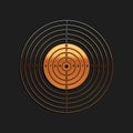 Gold Target sport for shooting competition icon isolated on black background. Clean target with numbers for shooting