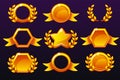 Gold templates for awards, creating icons for mobile games.