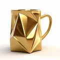 Gold Tetrahedron Mug With 3d Printed Hand - Unique Geometric Design