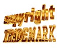 Gold text copyright trademark on a white background