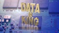 The gold text data is king on pcb board for business or technology concept 3d rendering