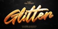 Gold text effect, editable shiny gold sparkle text style, glitter text on black textured background