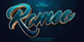 Gold text effect, editable shiny turquoise and gold color text style on dark textured background