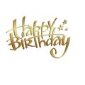 Gold text. Happy Birthday text banner. Vector illustration.