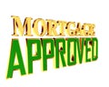 Gold text mortgage approved on white background Royalty Free Stock Photo
