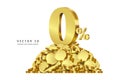 Gold 0% text number is placed in the middle of gold coins or dollar coins For advertising about interest promotions or zero Royalty Free Stock Photo