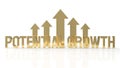 Gold text potential growth on white background for business content 3d rendering