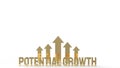 Gold text potential growth on white background for business content 3d rendering