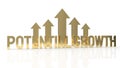 Gold text potential growth on white background for business content 3d rendering