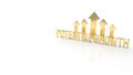 Gold text potential growth on white background for business content 3d rendering